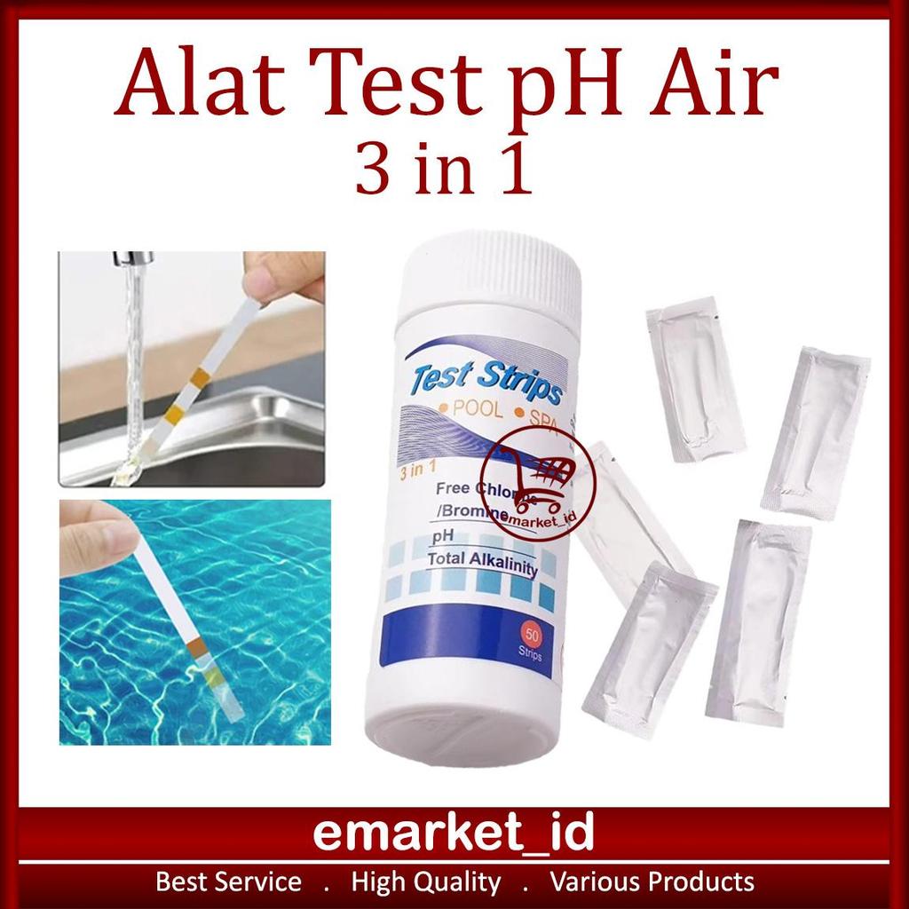 EM Alat Test pH Air 3in1 AK49 / Strip Uji Paper Tester Bromine Free Chlorine Total Alkalinity Water 