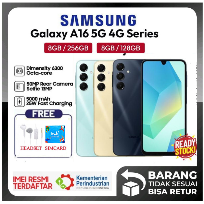 HP Samsung Galaxy A16 5G 4G 8/256 8/128 GB Super Amoled  6,7" Inch- Biru