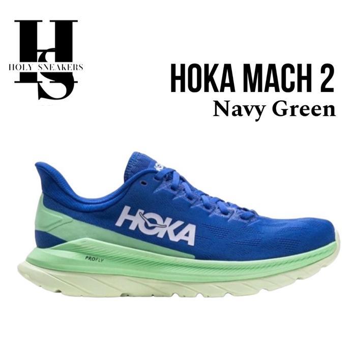 Sneakers Hoka One One Mach 4 Navy Green Gratis Ongkir