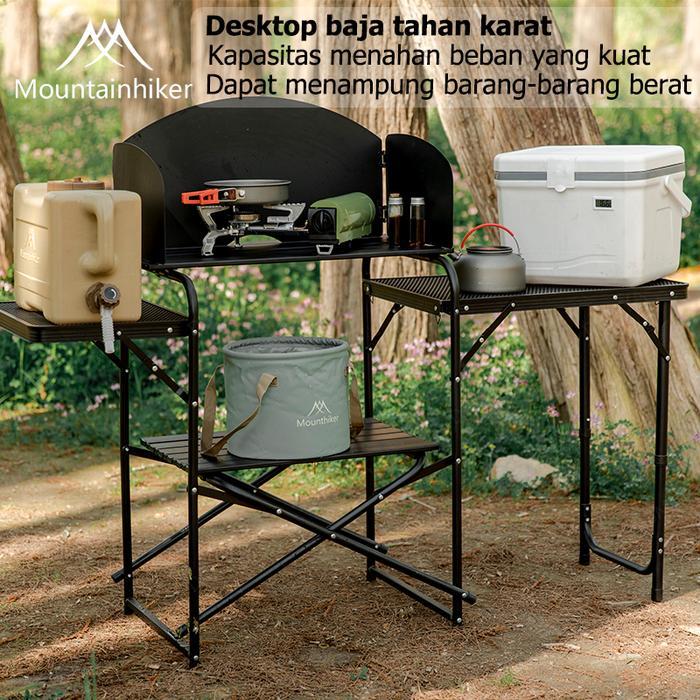 Meja Dapur Camping, Dapur Lipat, Meja Dapur Memasak Mountainhiker, Bahan Aluminium, Dapat Dilipat,