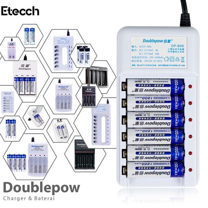 Charger Baterai AA Baterai Charger AAA DoublePow dan Baterai AA Rechargeable Baterai AAA