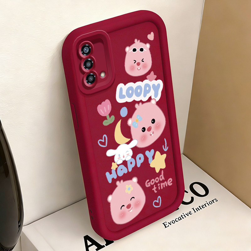 Casing Hp untuk OPPO A74 A95 F19 F19s Reno 6 Lite Case Cute little pink beaver Kasing silikon Cesing