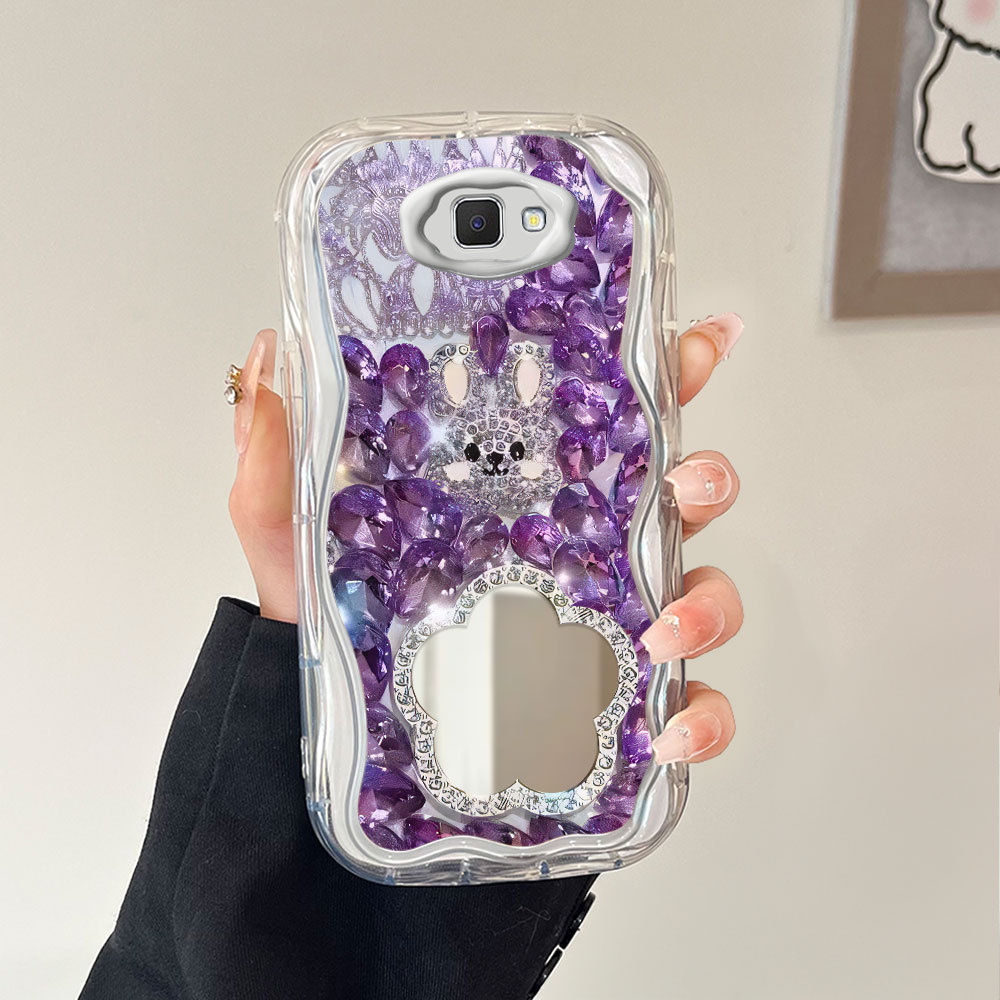 Phone Case Fashion Cermin Purple Diamond Rabbit Mirror Cover For Compitable With Samsung Galaxy J7 P