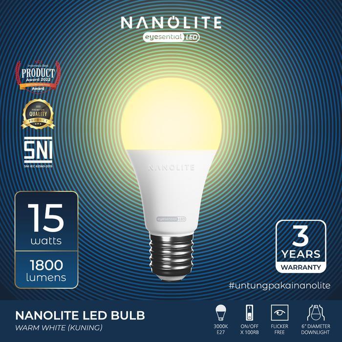 [] Nanolite Lampu LED Bulb 15W 3000K Kuning