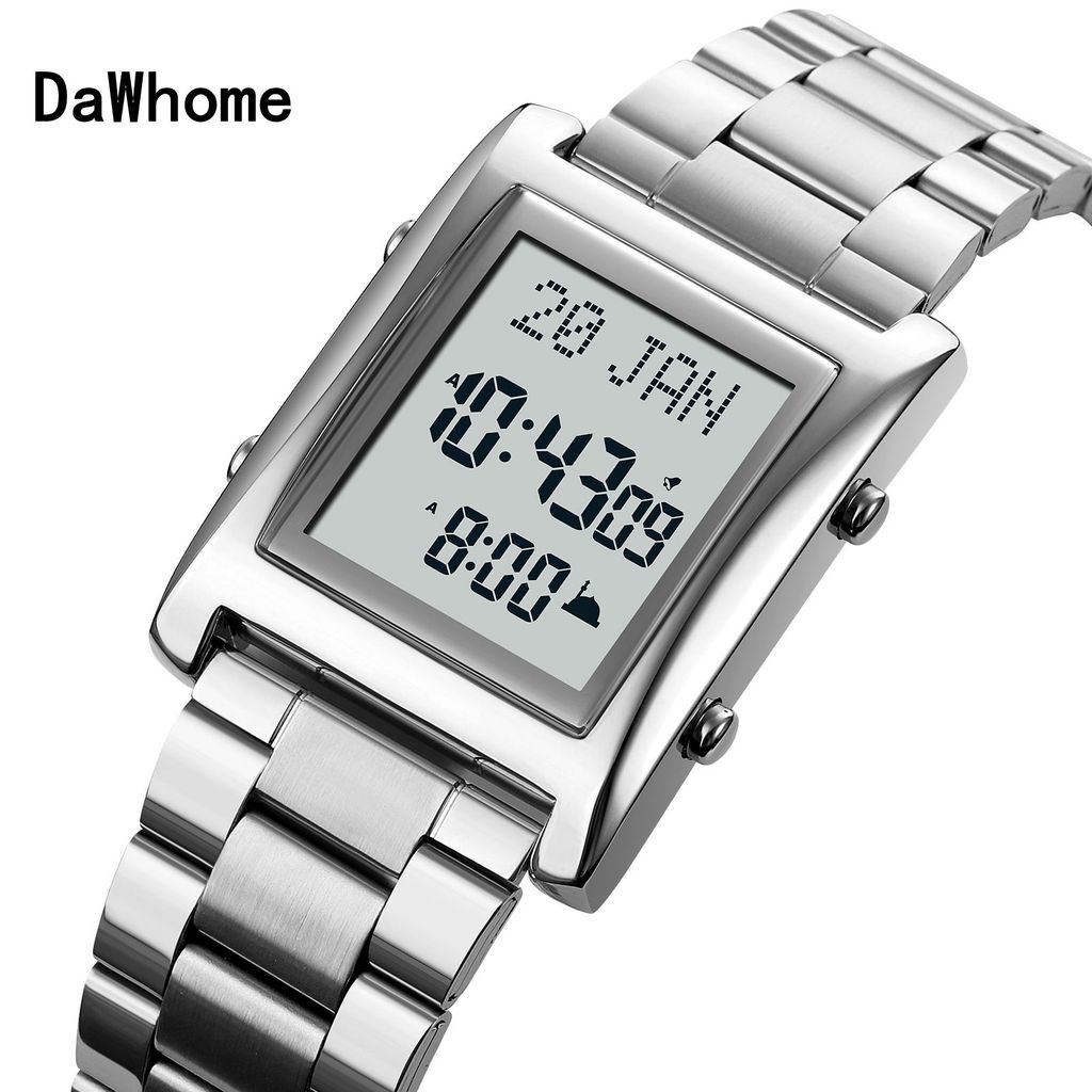 Azan Watch for Muslim Prayer with Qibla Compass Islam Al-Harameen Fajr Time Clock Include Hijri