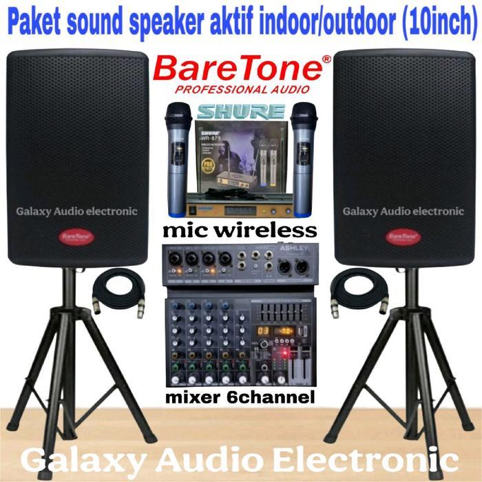 Paket sound speaker aktif Baretone 10inch indoor outdoor ( Hemat II )
