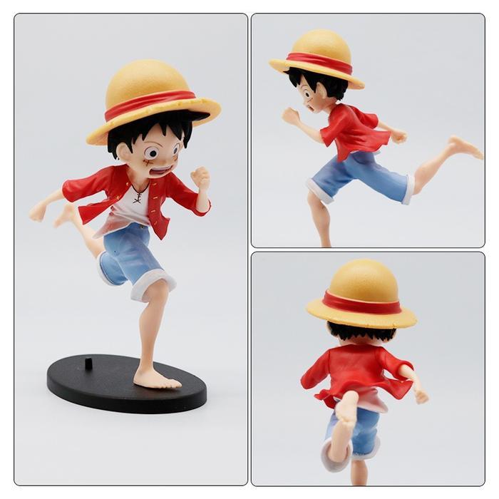 Action Figure One Piece Monkey D Luffy Q Ver. Childhood Running Laughing Set 3 Pcs Topper Cake