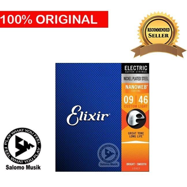 Senar Gitar Elektrik Elixir 12027 Nanoweb Senar Gitar Listrik Custom Light 09-46 Original