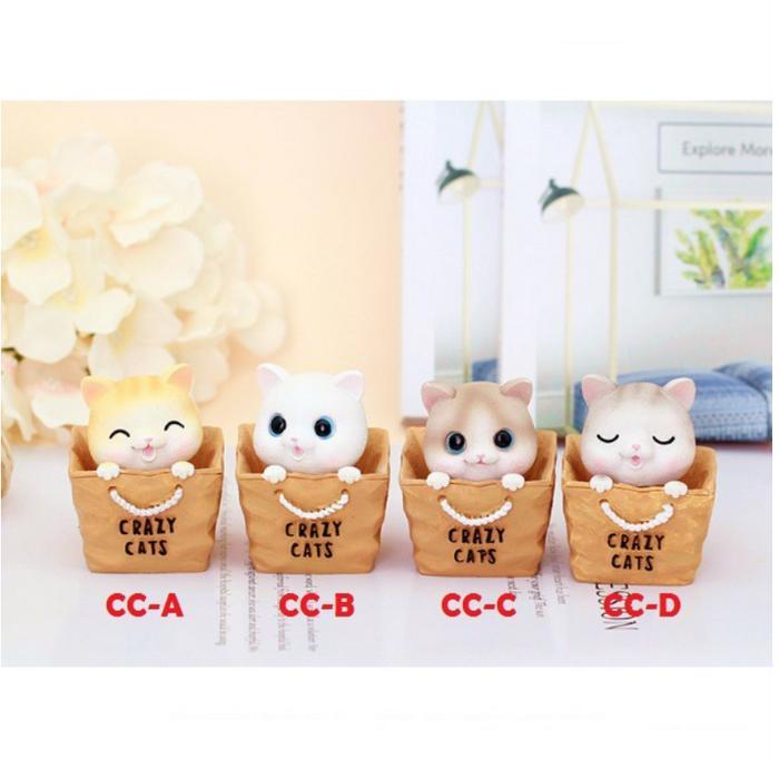 Pajangan Dashboard Mobil Kucing Kardus CRAZY CATS Edition