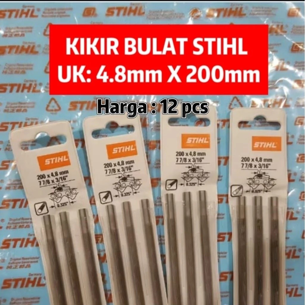 Kikir Bulat Stihl 4,8mm x 200mm.Kikir Rantai Chainsaw Stihl Ukuran 4,8mm x 200mm.