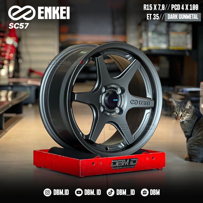 Velg Enkei SC57 SC 57 R15 15x7 4x100 et 35 Dark Gunmetal Original Enkei Japan Jazz Brio City