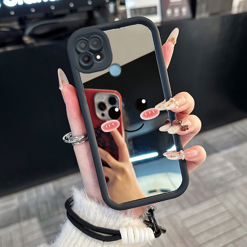 Casing Hp untuk OPPO A15 A15s A35 4G Case Casing ekspresi lucu pola Silikon Softcase Kasing HP tali 