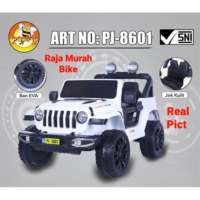 Mobil Aki Anak Pacific PJ-8601+ Mobilan Aki Anak PJ-8601+ Pacific Ban Karet Eva Termurah - Remote