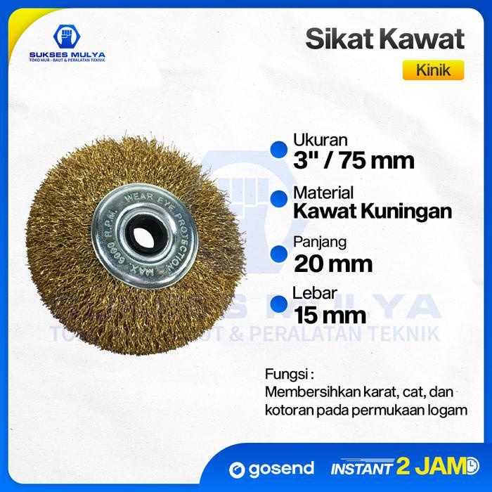 Wire Brush Kinik 3" Sikat Baja Bulat Sikat Kuningan