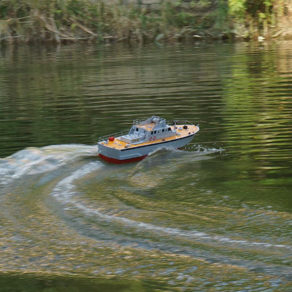 RC Boat 80cm Wooden Structure Inland Patrol Remote Control Boat Abs Carving RC Boat Model Kit Adult