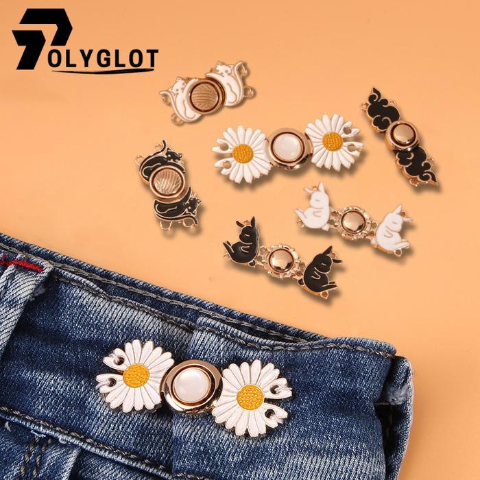 Kancing Pengecil Pinggang Jeans Simple Karakter Kait Pengecil Lingkar Pinggang Kancing Jeans