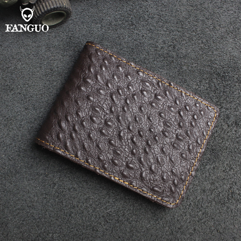 Handmade Genuine Leather Ostrich Pattern Driver License Documents Bag Driving Cover Credit/Bank Card