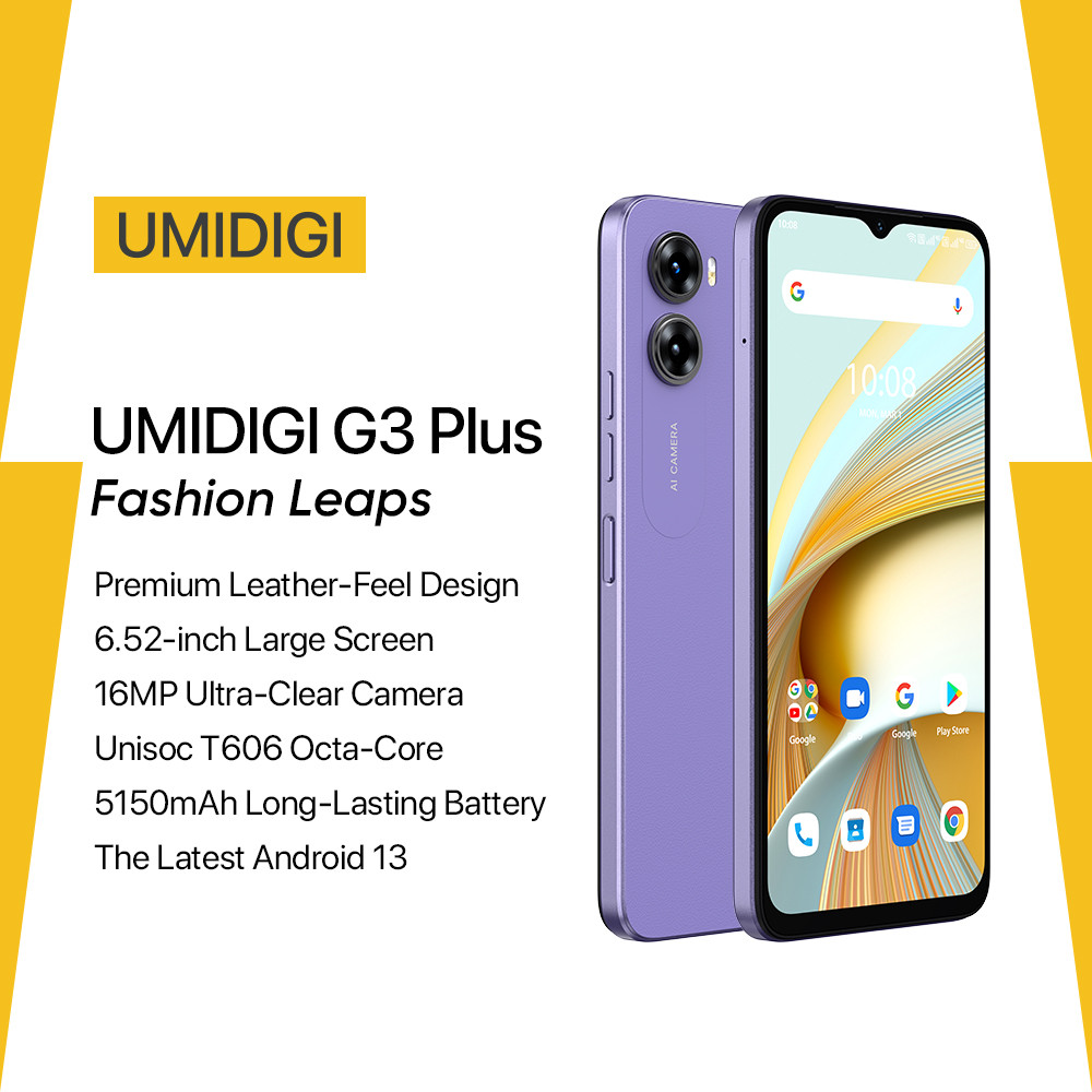 UMIDIGI G3 PLUS Smartphone, Android 13 ,Unisoc T606, 4GB+128GB, 16MP Camera,5150mAh Battery, Dual SI