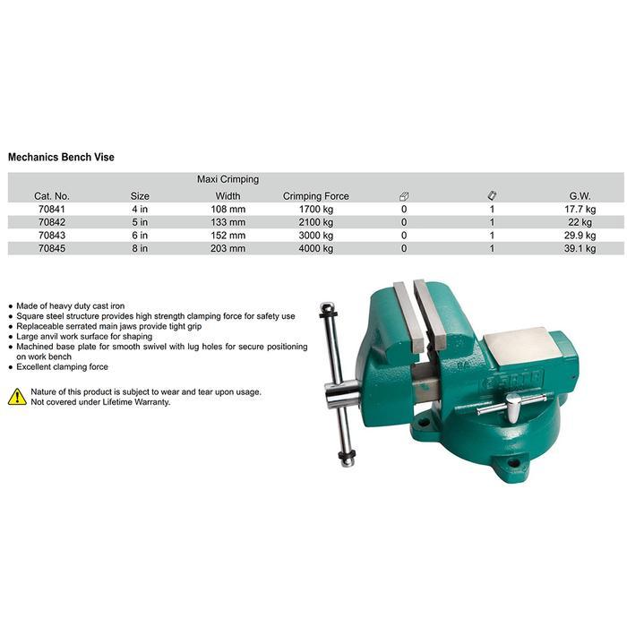 RAGUM 8 INCH MECHANICS BENCH VICE 70845 SATA TOOLS
