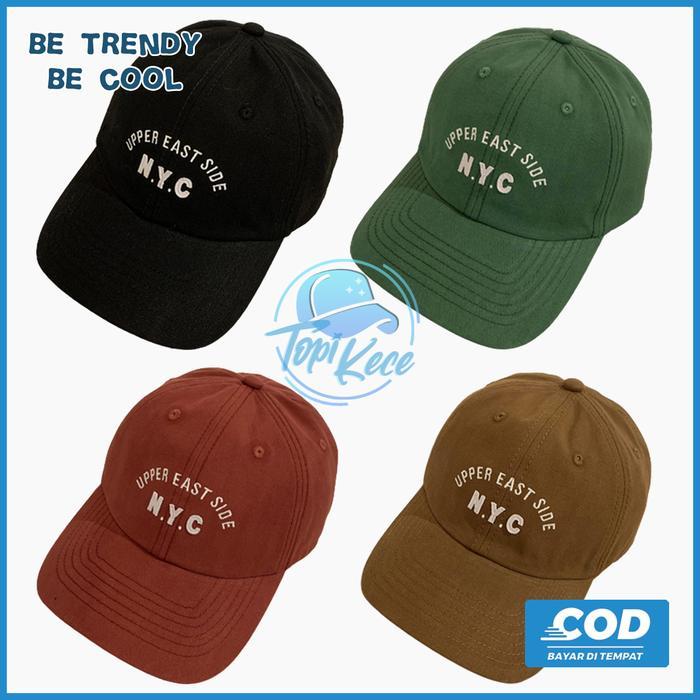 Ready Topi Cowok Baseball Distro Pria Wanita Dewasa Motif N.Y.C Warna Hijau Hitam Coklat Pengait