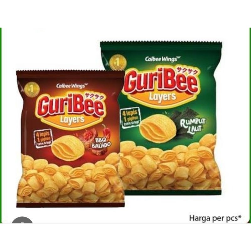 Guribee Layers 16gram / Snack Guribee Keripik Kentang Layers Rumput Laut 16gram SP