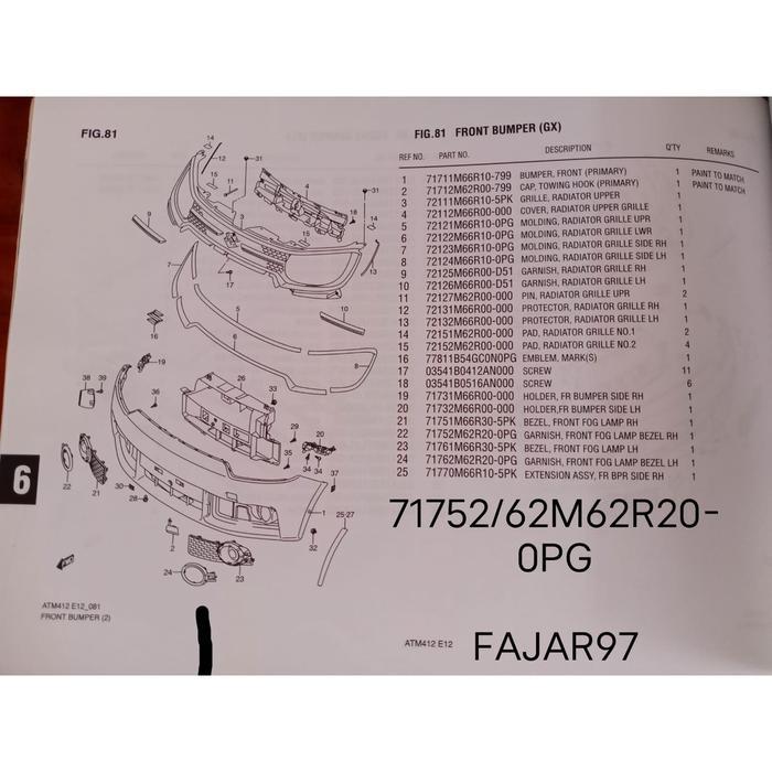 Cover Fog Lamp Or Bezel Front Fog Lamp Suzuki Ignis Original.