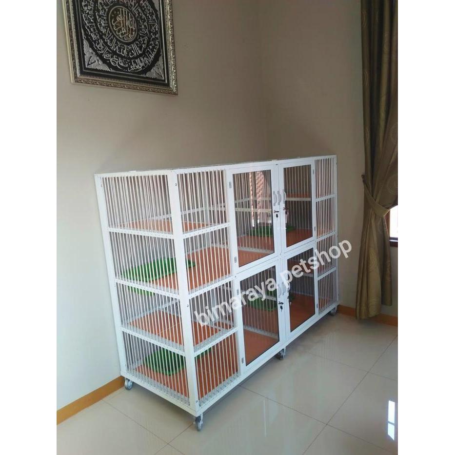 PROMO KANDANG KUCING ALUMINIUM PREMIUM 4 KAMAR TINGKAT (180x70x140)