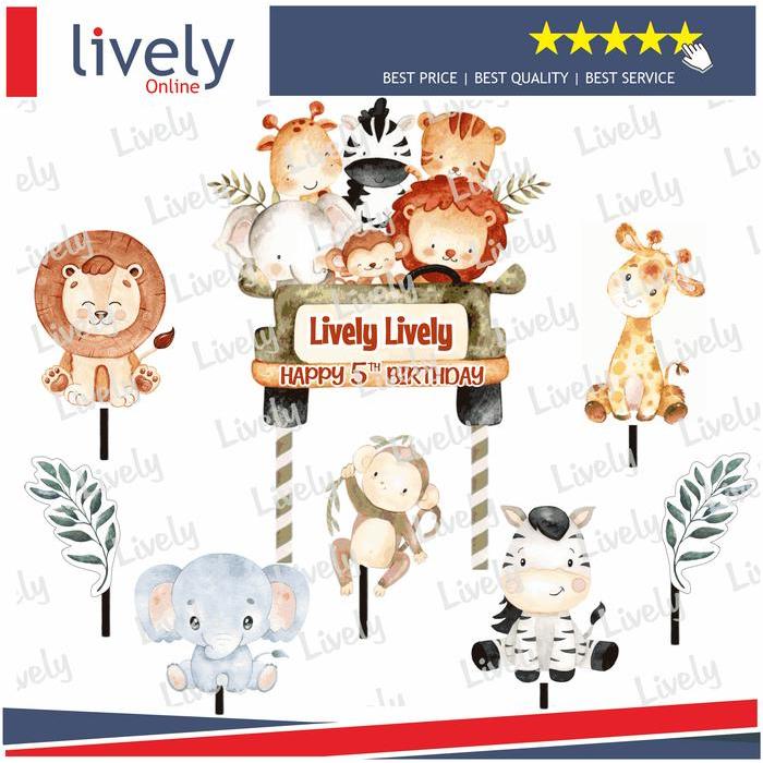 Custom Nama Cake Topper Karakter ANIMAL 02 Hiasan Kue