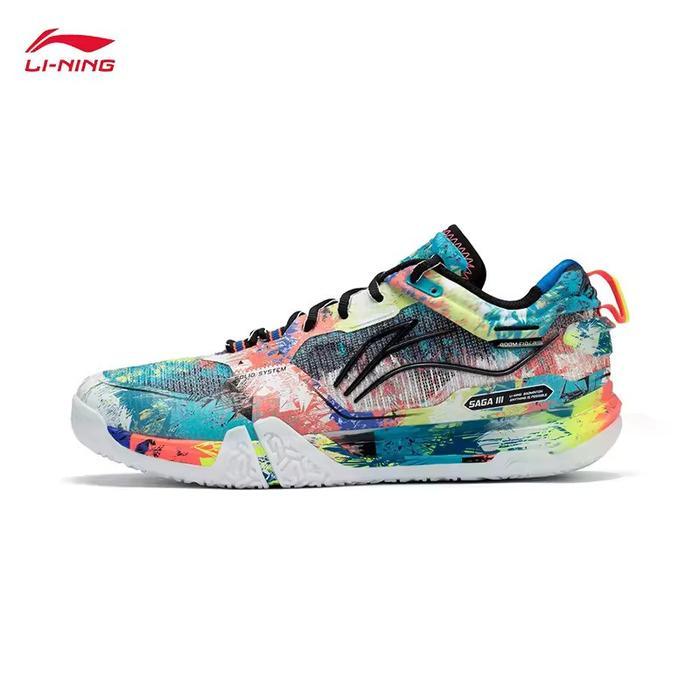 READY Sepatu Badminton Li-Ning / LiNing AYAV001 SAGA 3 PRO / SAGA III PRO - Scuba Blue / Neon