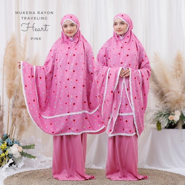 Pusat Mukena Indonesia Mukena Dewasa Rayon Bali Motif Heart Siap Kirim