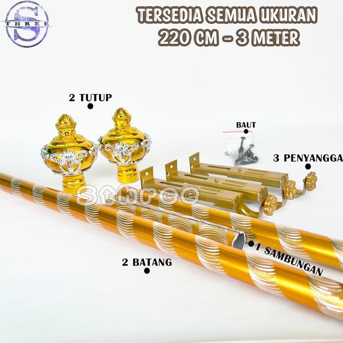 Besi Gorden 250 cm, 300 cm Fullset (termasuk Penyambung Batang)