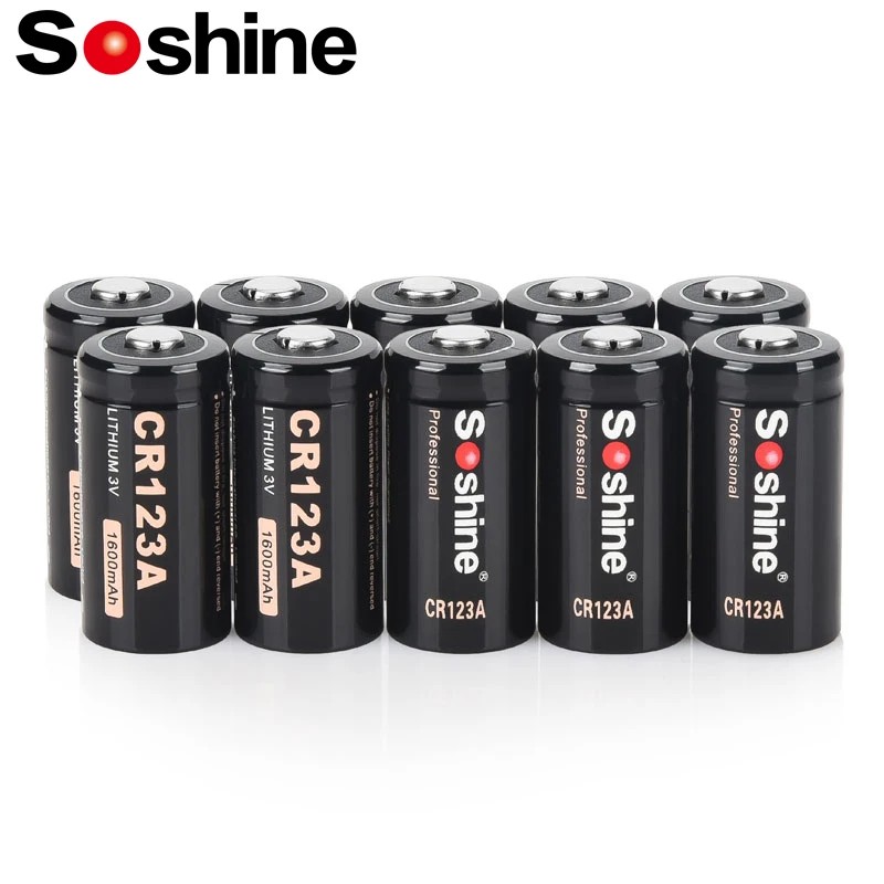 Soshine 3V 1600mAh Lithium Battery 3 Volt CR123A Batteries Non-Rechargeable Battery for Digital