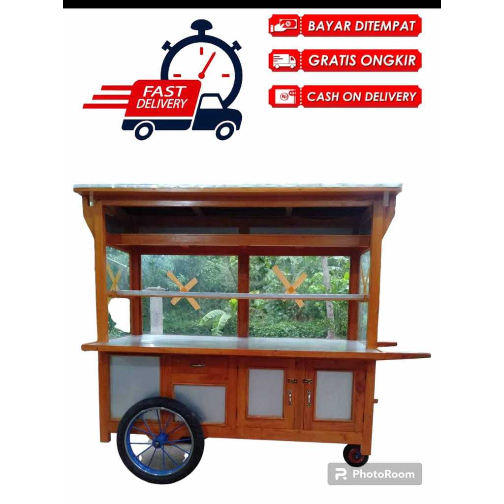 gerobak dagang full kaca