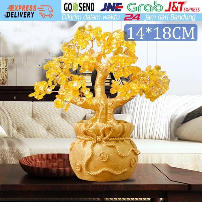 Beruntung Pohon Uang Cina Emas Ingot Kristal Keberuntungan Hiasan Terlaris