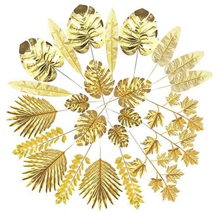 Daun Artificial Gold Premium / Daun Emas Palsu Plastik / Daun Ginkgo Artificial / Daun Dekorasi