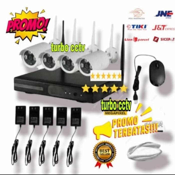 Paket Cctv Nvr Kit 4 Kamera (Kamera Cctv Full Wireless) Ip Camera