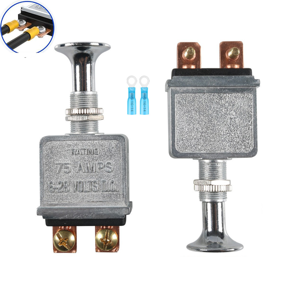 Heavy Duty Push-Pull Switch On/Off 75 AMP 6-28V DC 2 Position Spst On/Off for Automotive, Trucks