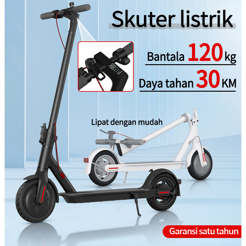 Skuter Listrik Lipat 8.5 Inchi Daya Tahan Baterai 25km 6.6A Electric Scooter ebuy Skuter Elektrik — 