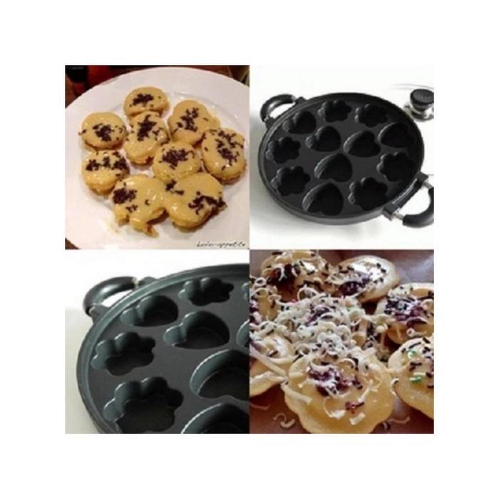 Cetakan Kue / Cetakan Kue Cubit anti lengket teflon 12 Lubang Motif