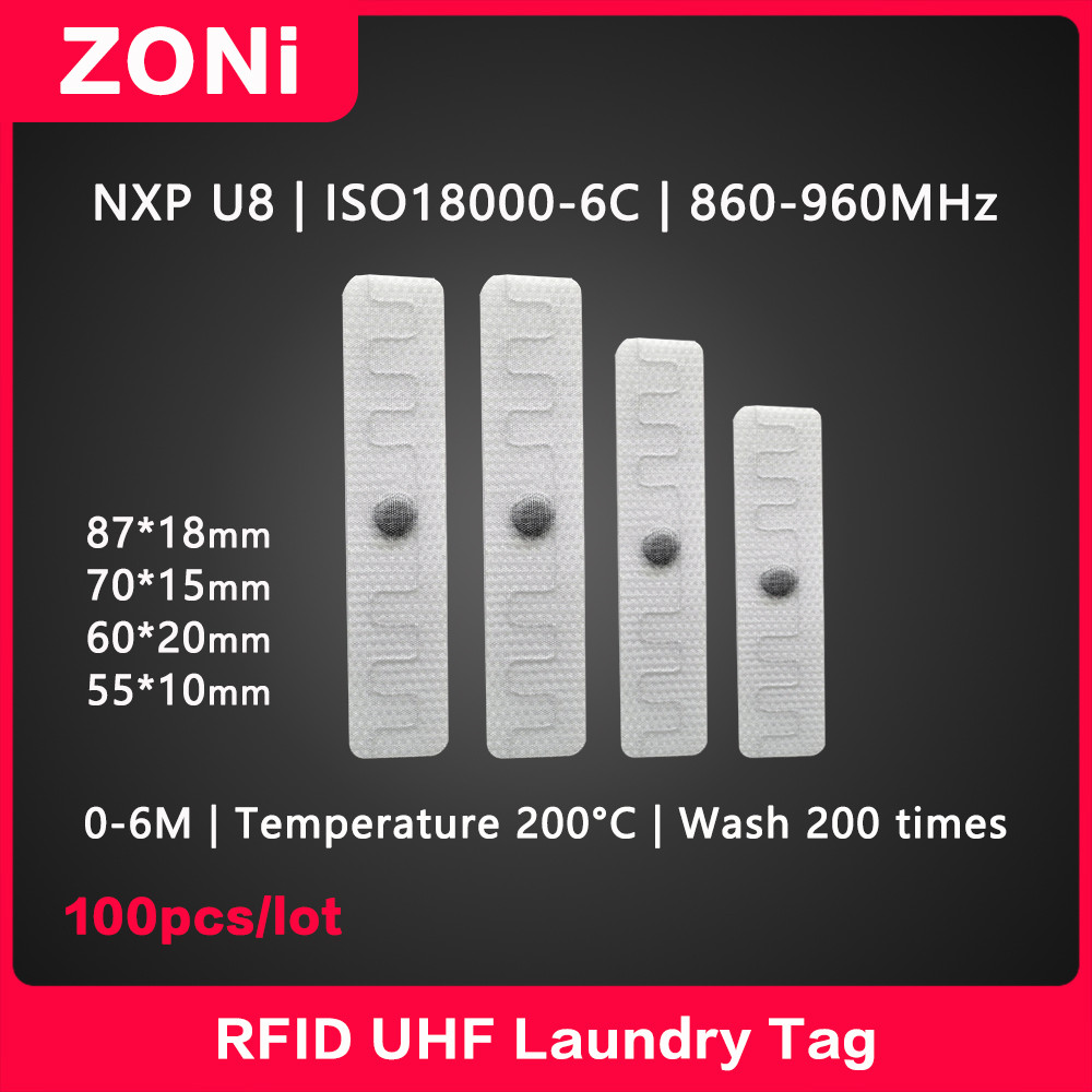 RFID UHF Laundry Tag 860-960MHz High Temperature Resistant RFID Smart Tags NXP U8 Label/Card ISO