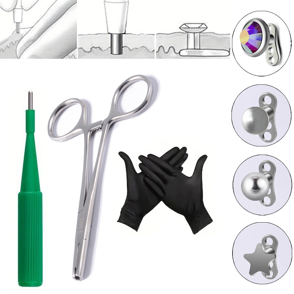 1Sets Titanium Surface Piercing Dermal Anchor Safe Sterile for Novices Piercing Micro Skin Diver