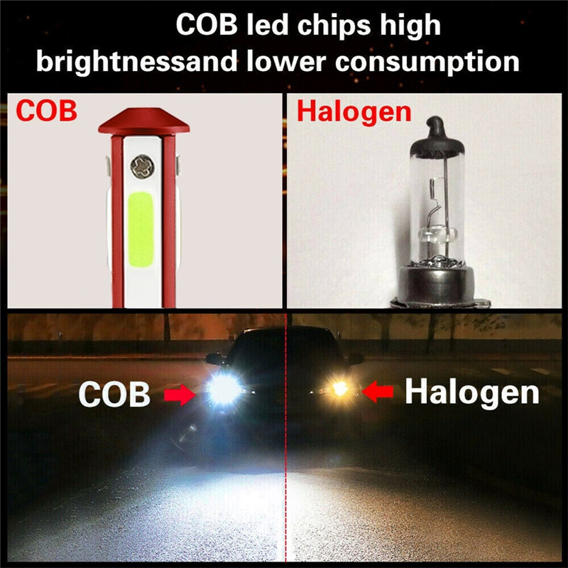 1Pair 4-Sides H8 H9 H11 LED Combo Head Light High/Low Bulb Super Bright Ice Blue 8000K