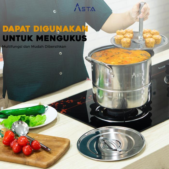 Asta Panci Kukusan Stainless Steel Dandang Stock Pot Steamer Set 4 pcs Kitchenware