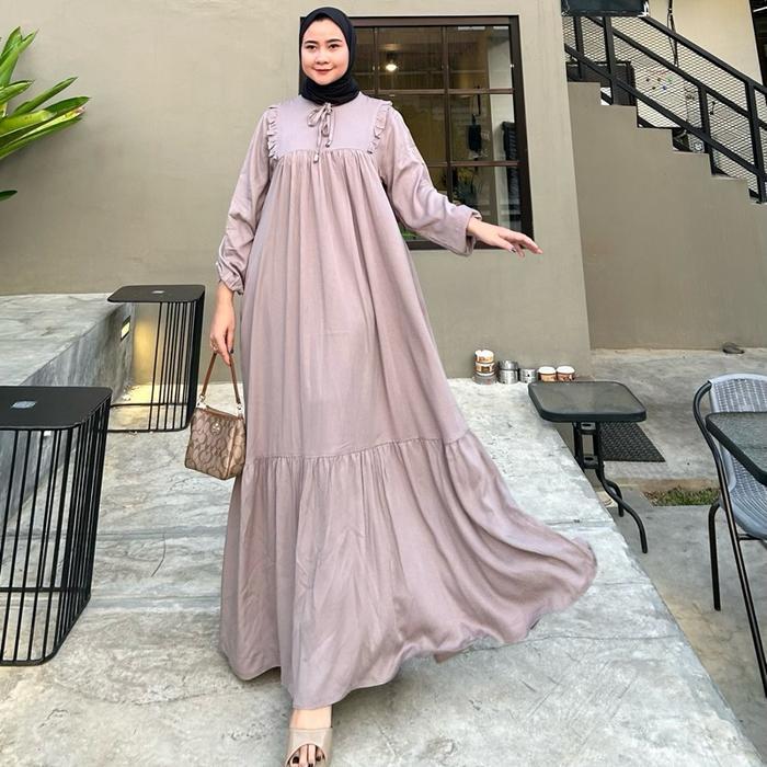 Siena Dress Cantik Lya.Id Busui Friendly Bahan Rayon Twill Bahan Adem Nyaman Gamis Muslim Kekinian