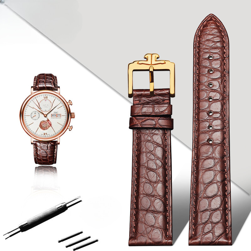 Alligator Leather Watch Strap forJaeger-LeCoultre Moon Phase Dating Clown Master Pin Buckle