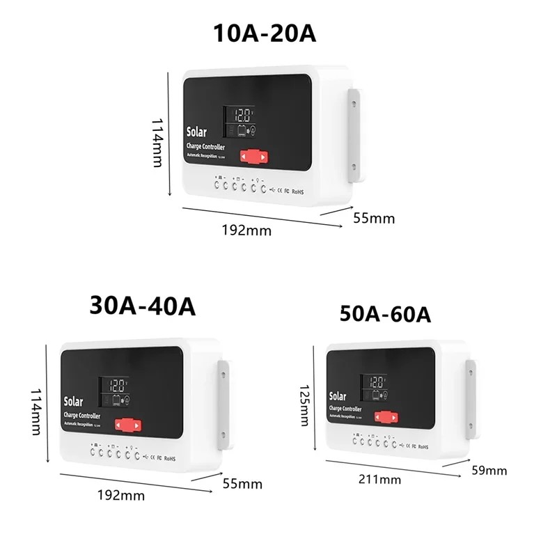 10A-60A PWM SOLAR PANEL CHARGER SOLAR CHARGE CONTROLLER DISCHARGE REGULATOR 12V 24V 48V LITHIUM