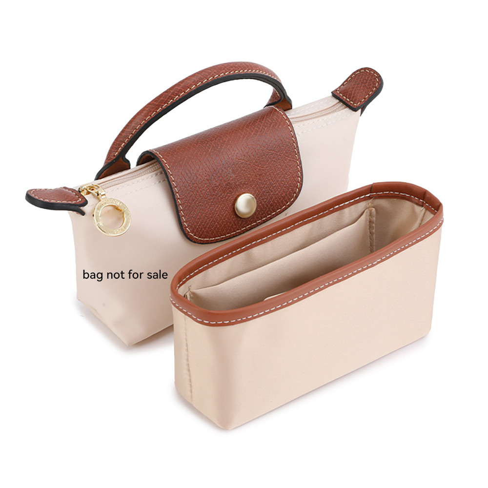 Satin Insert Bag Fits For Longchamp Mini Liner Bag Nylon Cloth Makeup Bag Support Travel Portable