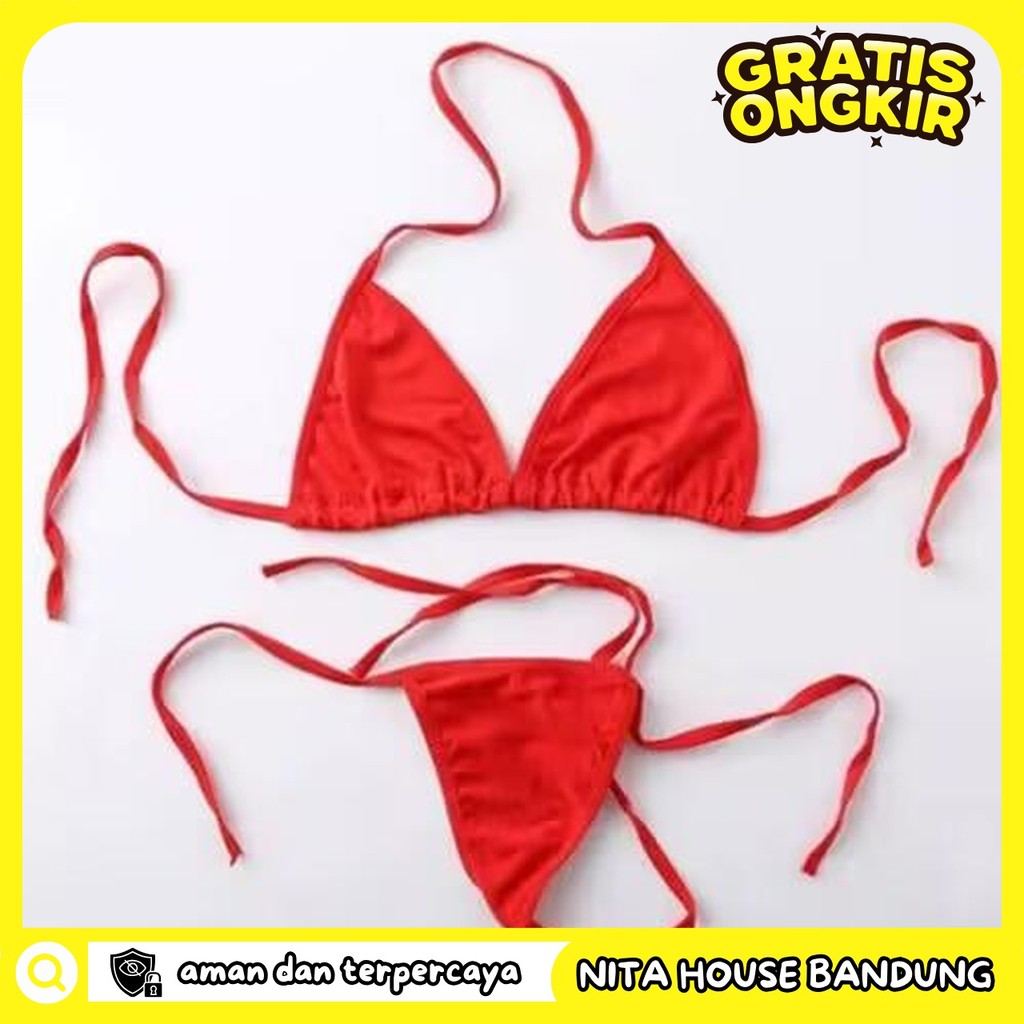 BRA SET WANITA TALI G STING BIKINI POLOS PRIVASI AMAN