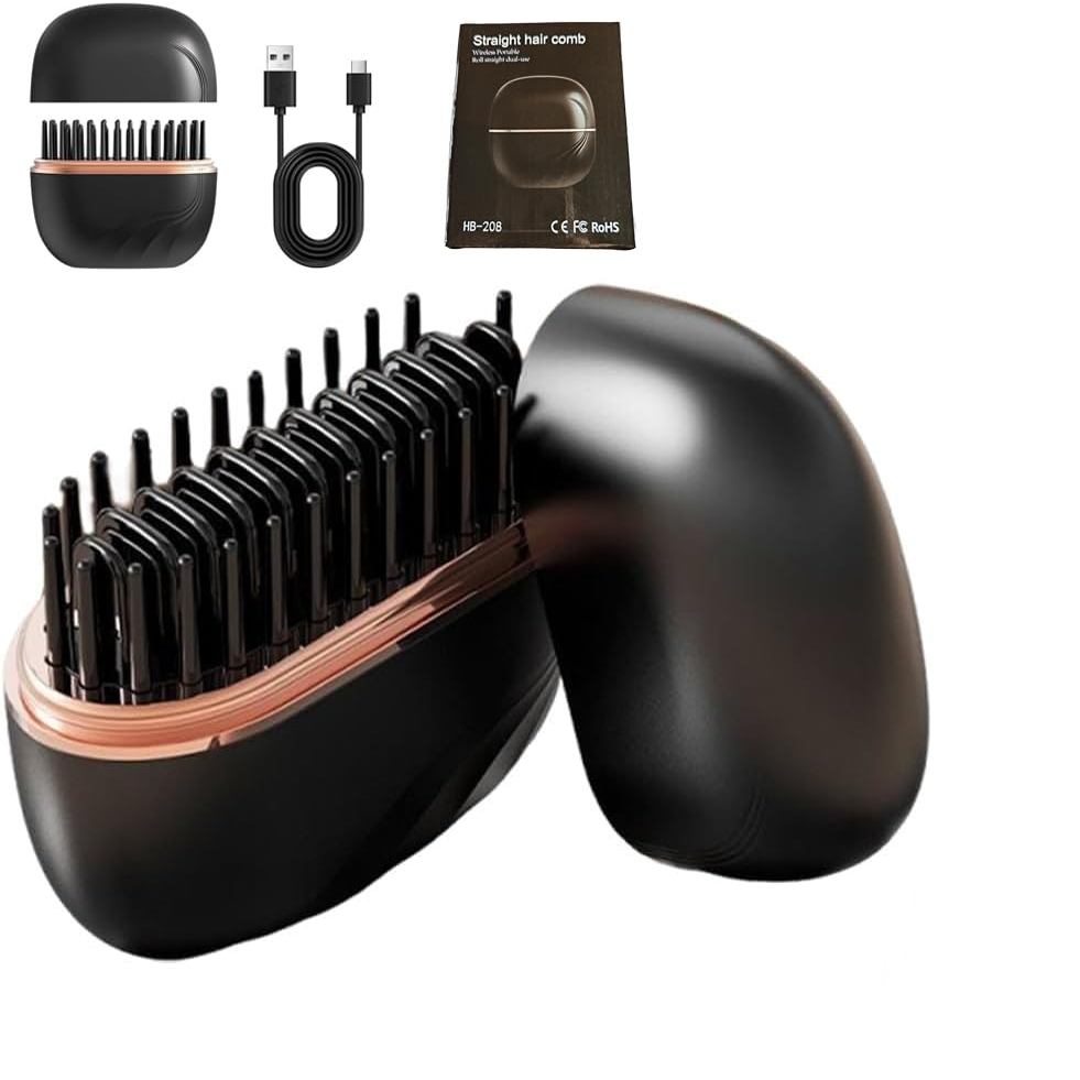 Capsule Hair Straightener & Styler Mini Cordless Hair Straightener Comb Portable Heat Hair Brush for