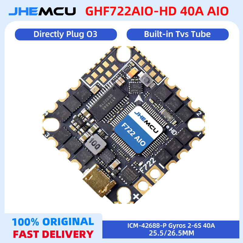 Terbaru JHEMCU GHF722AIO-HD 40A AIO Flight Control ESC All-in-One 2-6S  For FPV Freestyle CinewhoopF